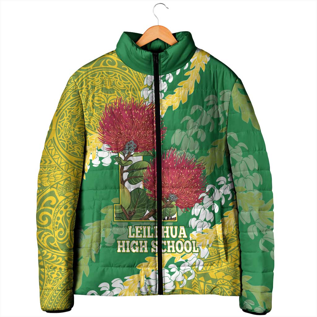 Personalized Leilehua Hawaii High School Padded Jacket Puakenikeni Lei Hawaiian Pattern LT14 - Polynesian Pride