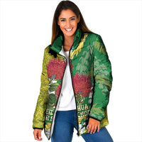 Personalized Leilehua Hawaii High School Padded Jacket Puakenikeni Lei Hawaiian Pattern LT14 Women Green - Polynesian Pride