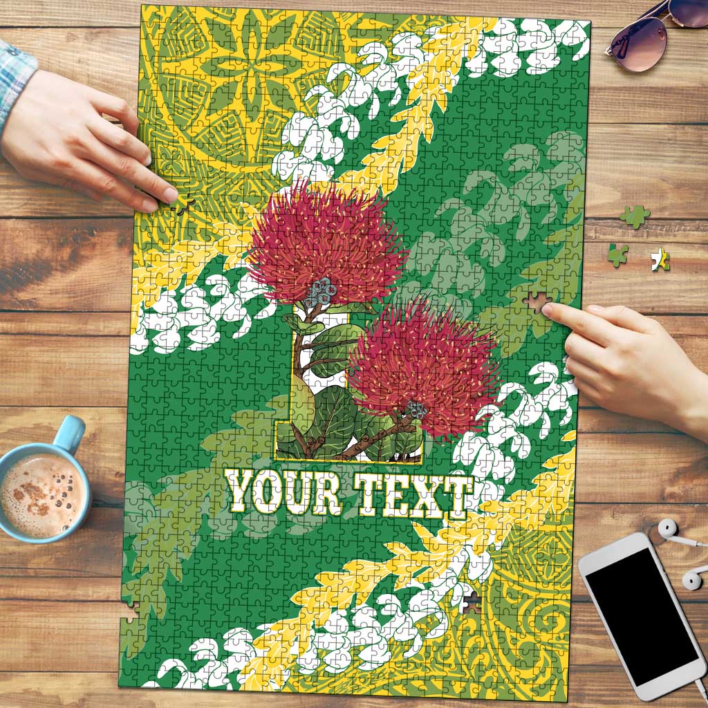 Personalized Leilehua Hawaii High School Puzzle Puakenikeni Lei Hawaiian Pattern LT14 Green - Polynesian Pride