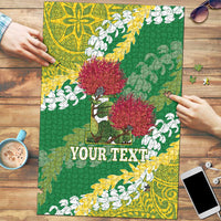 Personalized Leilehua Hawaii High School Puzzle Puakenikeni Lei Hawaiian Pattern LT14 Green - Polynesian Pride