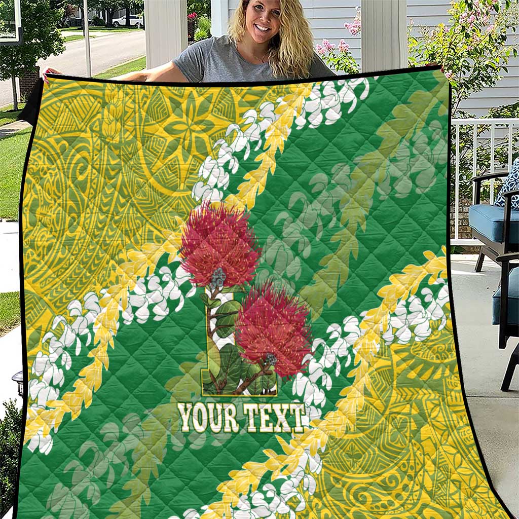 Personalized Leilehua Hawaii High School Quilt Puakenikeni Lei Hawaiian Pattern LT14 Green - Polynesian Pride