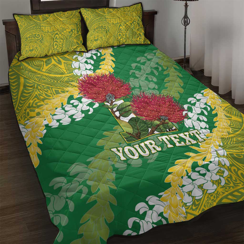 Personalized Leilehua Hawaii High School Quilt Bed Set Puakenikeni Lei Hawaiian Pattern LT14 Green - Polynesian Pride