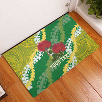 Personalized Leilehua Hawaii High School Rubber Doormat Puakenikeni Lei Hawaiian Pattern LT14 - Polynesian Pride