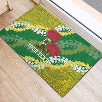 Personalized Leilehua Hawaii High School Rubber Doormat Puakenikeni Lei Hawaiian Pattern LT14 - Polynesian Pride
