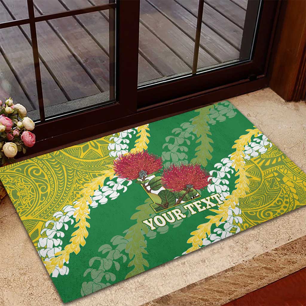 Personalized Leilehua Hawaii High School Rubber Doormat Puakenikeni Lei Hawaiian Pattern LT14 - Polynesian Pride