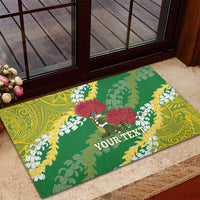 Personalized Leilehua Hawaii High School Rubber Doormat Puakenikeni Lei Hawaiian Pattern LT14 - Polynesian Pride