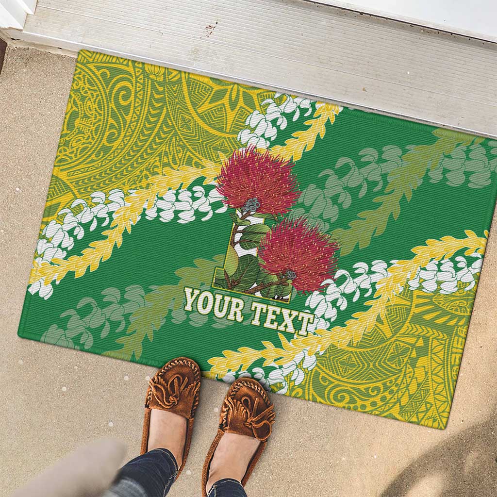 Personalized Leilehua Hawaii High School Rubber Doormat Puakenikeni Lei Hawaiian Pattern LT14 - Polynesian Pride