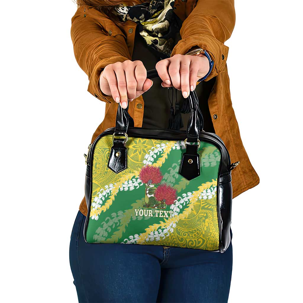 Personalized Leilehua Hawaii High School Shoulder Handbag Puakenikeni Lei Hawaiian Pattern LT14 One Size Green - Polynesian Pride