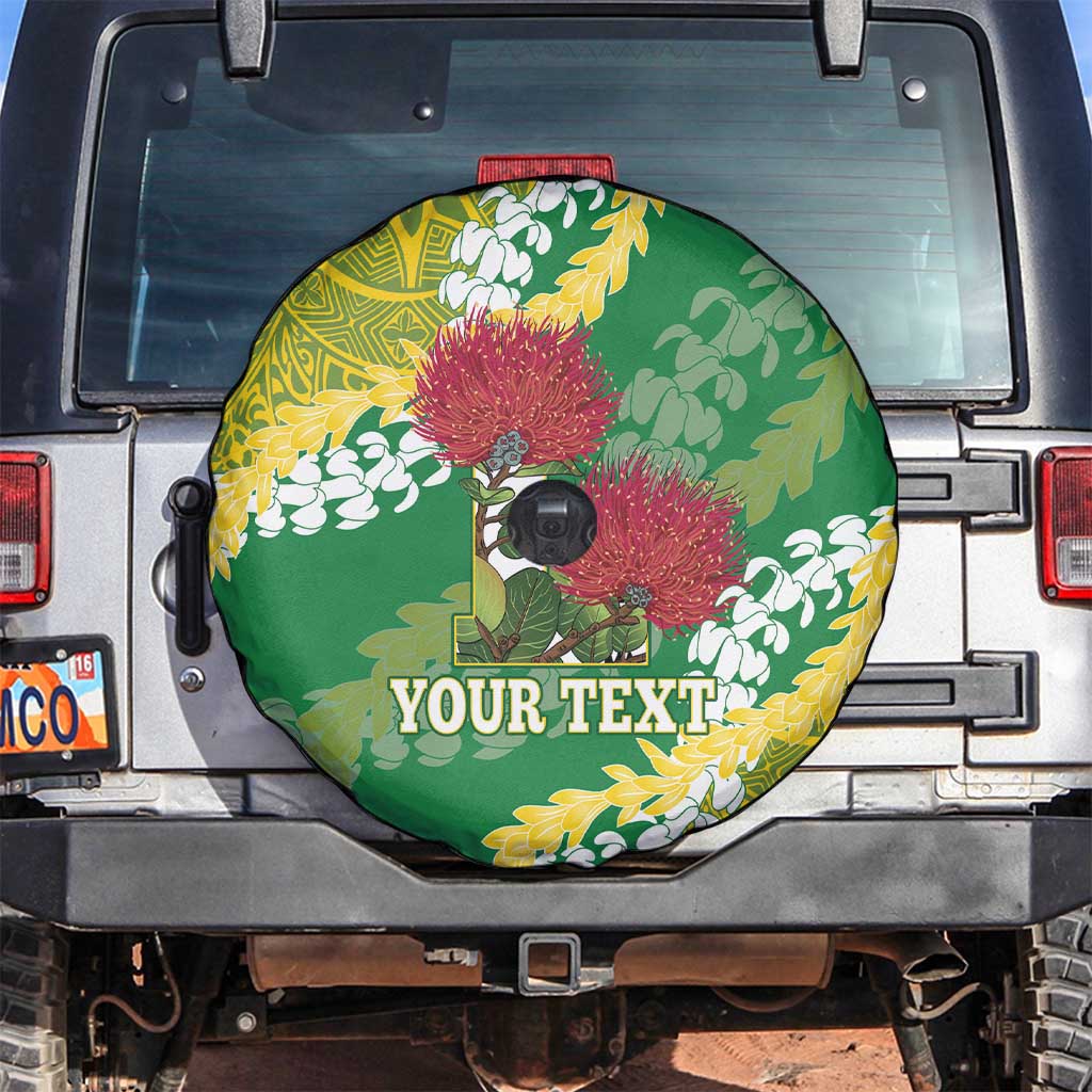 Personalized Leilehua Hawaii High School Spare Tire Cover Puakenikeni Lei Hawaiian Pattern LT14 Green - Polynesian Pride
