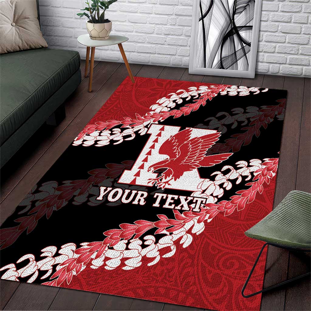 Personalized Kalani Hawaii High School Area Rug Puakenikeni Lei Hawaiian Pattern LT14 Red - Polynesian Pride