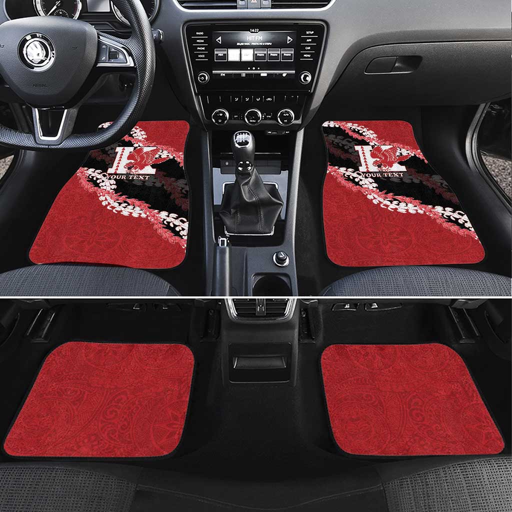 Personalized Kalani Hawaii High School Car Mats Puakenikeni Lei Hawaiian Pattern LT14 Set 4pcs Red - Polynesian Pride