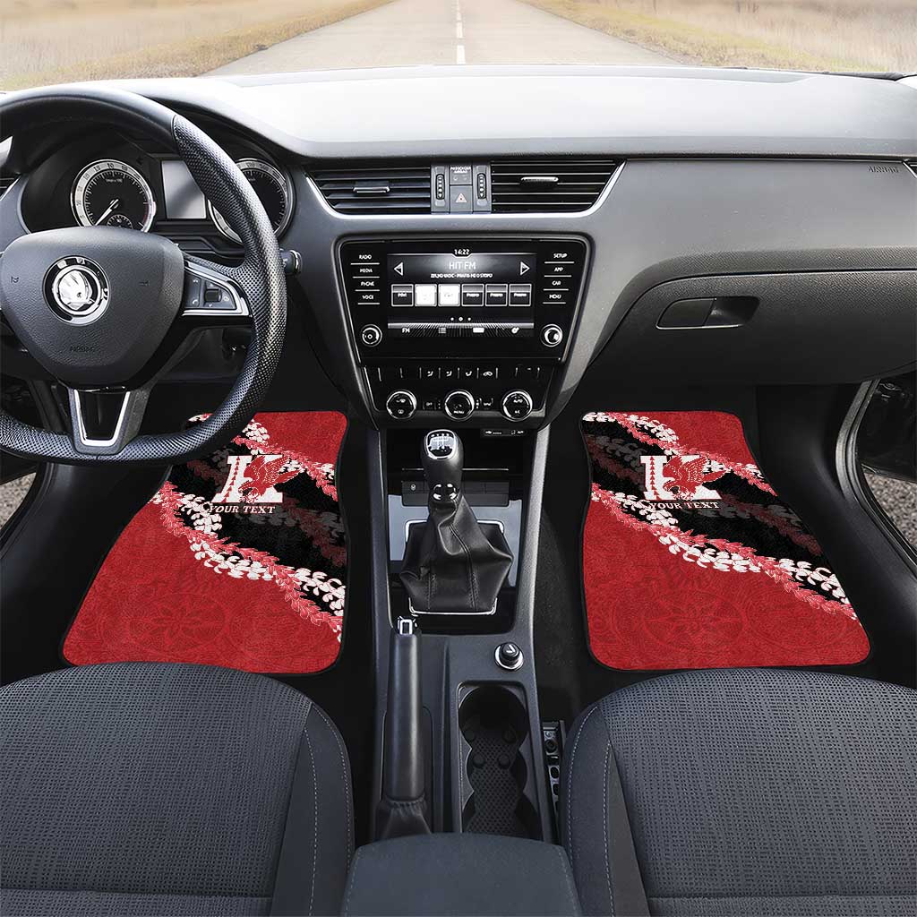 Personalized Kalani Hawaii High School Car Mats Puakenikeni Lei Hawaiian Pattern LT14 Set 2pcs - Front Red - Polynesian Pride