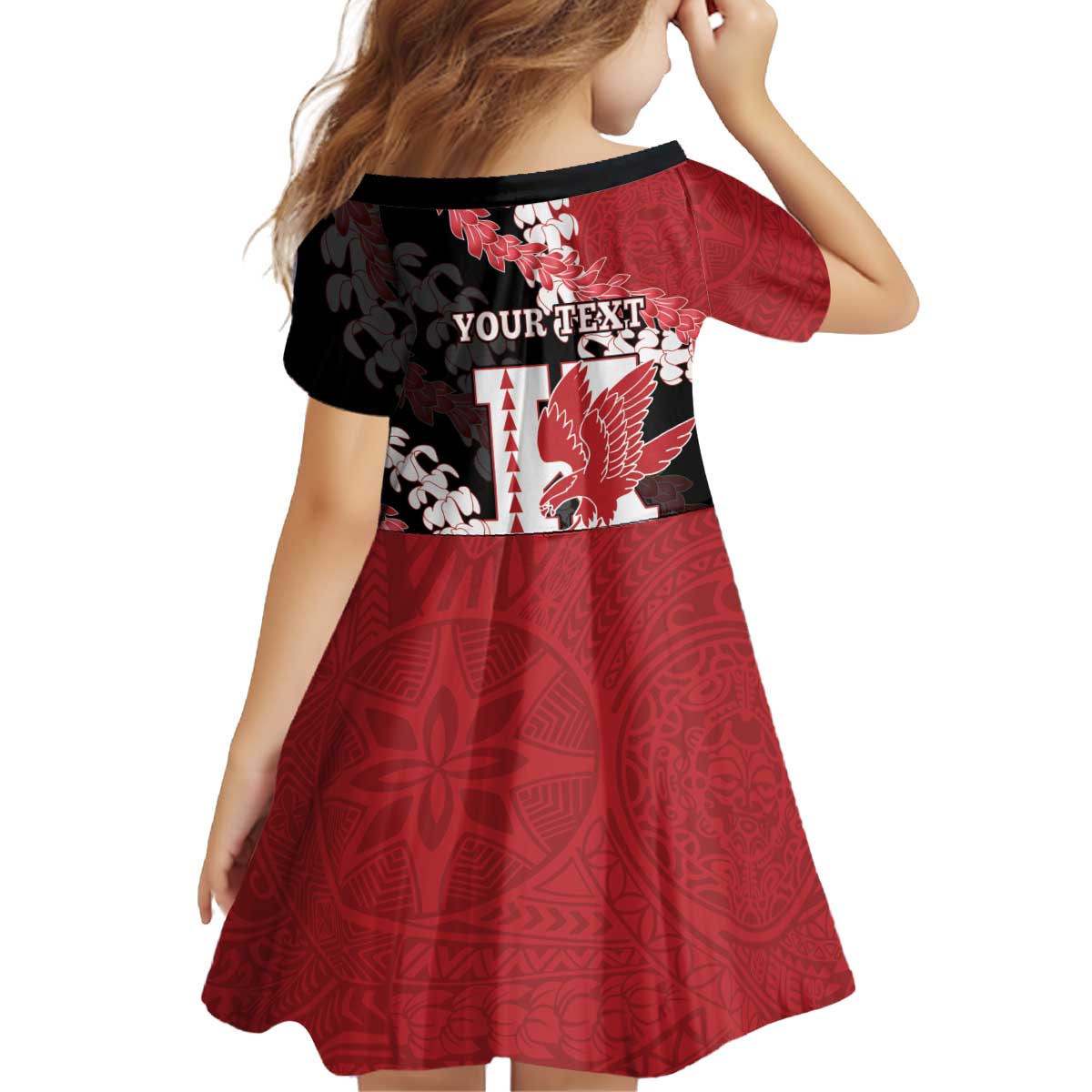 Personalized Kalani Hawaii High School Kid Short Sleeve Dress Puakenikeni Lei Hawaiian Pattern LT14 - Polynesian Pride