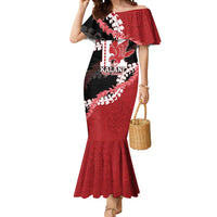 Personalized Kalani Hawaii High School Mermaid Dress Puakenikeni Lei Hawaiian Pattern LT14 Women Red - Polynesian Pride