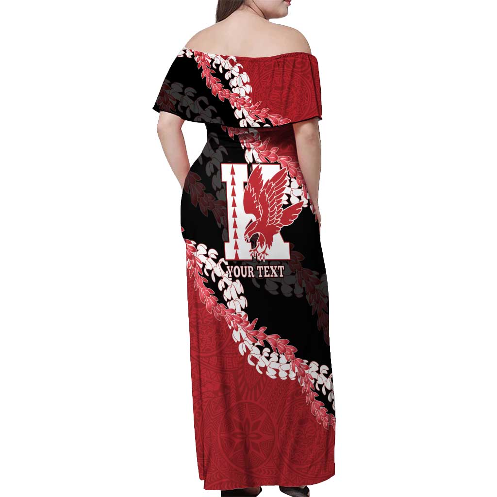 Personalized Kalani Hawaii High School Off Shoulder Maxi Dress Puakenikeni Lei Hawaiian Pattern LT14 - Polynesian Pride
