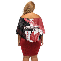 Personalized Kalani Hawaii High School Off Shoulder Short Dress Puakenikeni Lei Hawaiian Pattern LT14 - Polynesian Pride