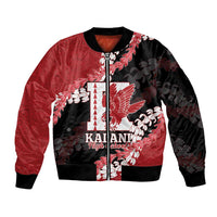 Personalized Kalani Hawaii High School Sleeve Zip Bomber Jacket Puakenikeni Lei Hawaiian Pattern LT14 Unisex Red - Polynesian Pride