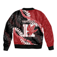 Personalized Kalani Hawaii High School Sleeve Zip Bomber Jacket Puakenikeni Lei Hawaiian Pattern LT14 - Polynesian Pride