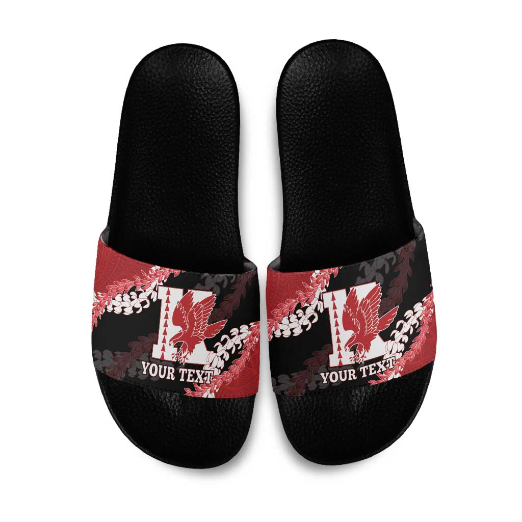 Personalized Kalani Hawaii High School Slide Sandals Puakenikeni Lei Hawaiian Pattern LT14 Red - Polynesian Pride