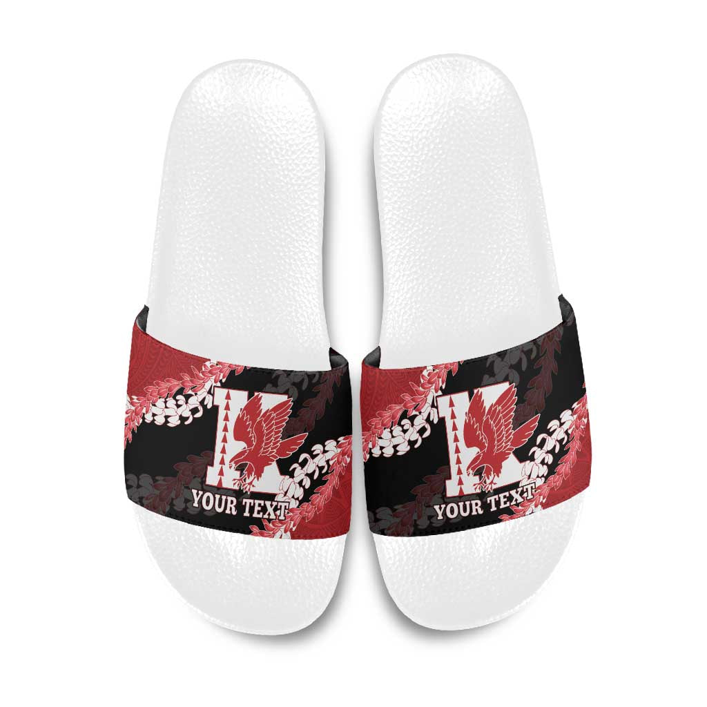 Personalized Kalani Hawaii High School Slide Sandals Puakenikeni Lei Hawaiian Pattern LT14 Red - Polynesian Pride