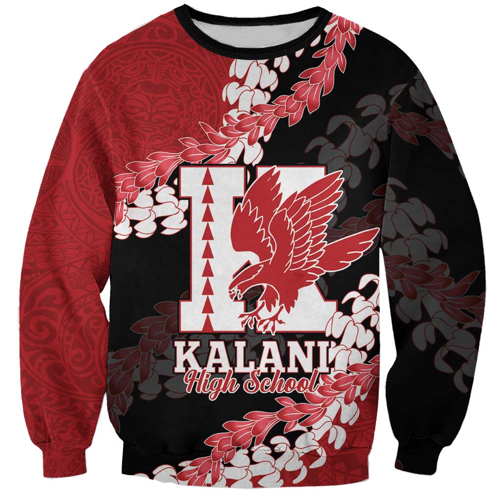 Personalized Kalani Hawaii High School Sweatshirt Puakenikeni Lei Hawaiian Pattern LT14 Unisex Red - Polynesian Pride