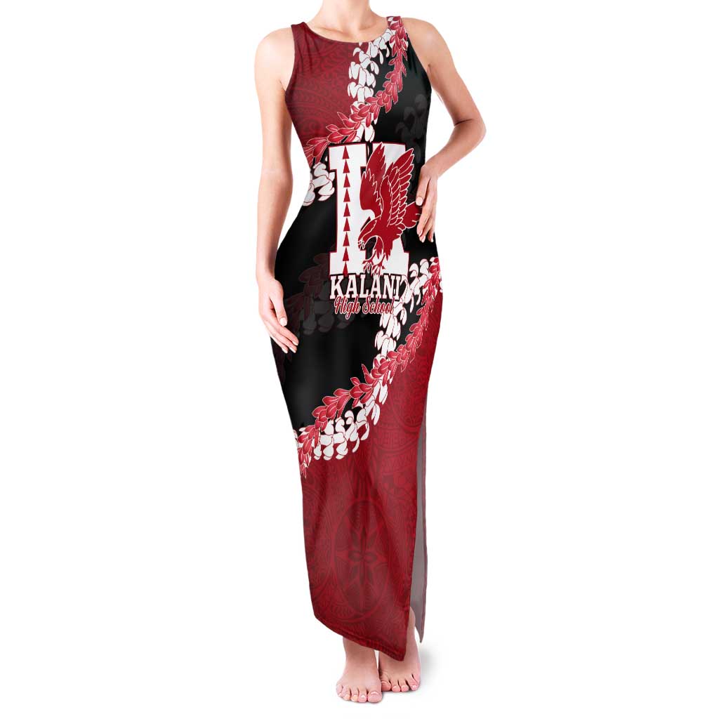Personalized Kalani Hawaii High School Tank Maxi Dress Puakenikeni Lei Hawaiian Pattern LT14 Women Red - Polynesian Pride