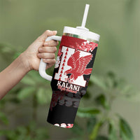 Personalized Kalani Hawaii High School Tumbler With Handle Puakenikeni Lei Hawaiian Pattern LT14 - Polynesian Pride