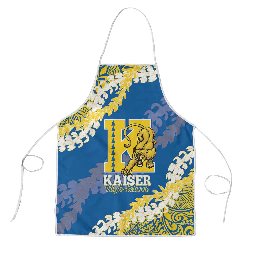 Kaiser Hawaii High School Apron Puakenikeni Lei Hawaiian Pattern LT14 Blue - Polynesian Pride