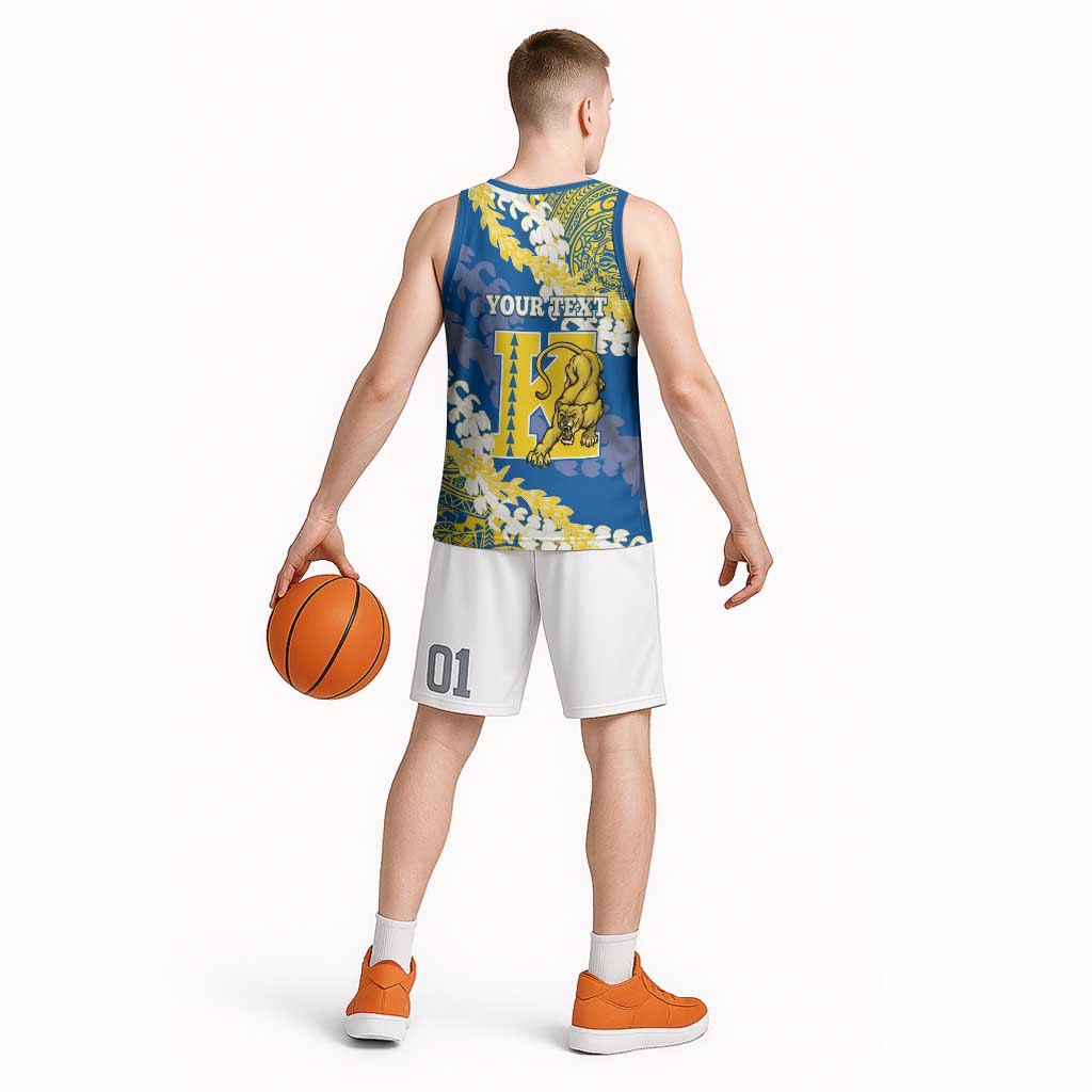 Personalized Kaiser Hawaii High School Basketball Jersey Puakenikeni Lei Hawaiian Pattern LT14 - Polynesian Pride