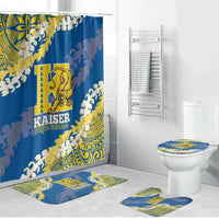 Kaiser Hawaii High School Bathroom Set Puakenikeni Lei Hawaiian Pattern LT14 Bathroom Set (4 pcs) Blue - Polynesian Pride