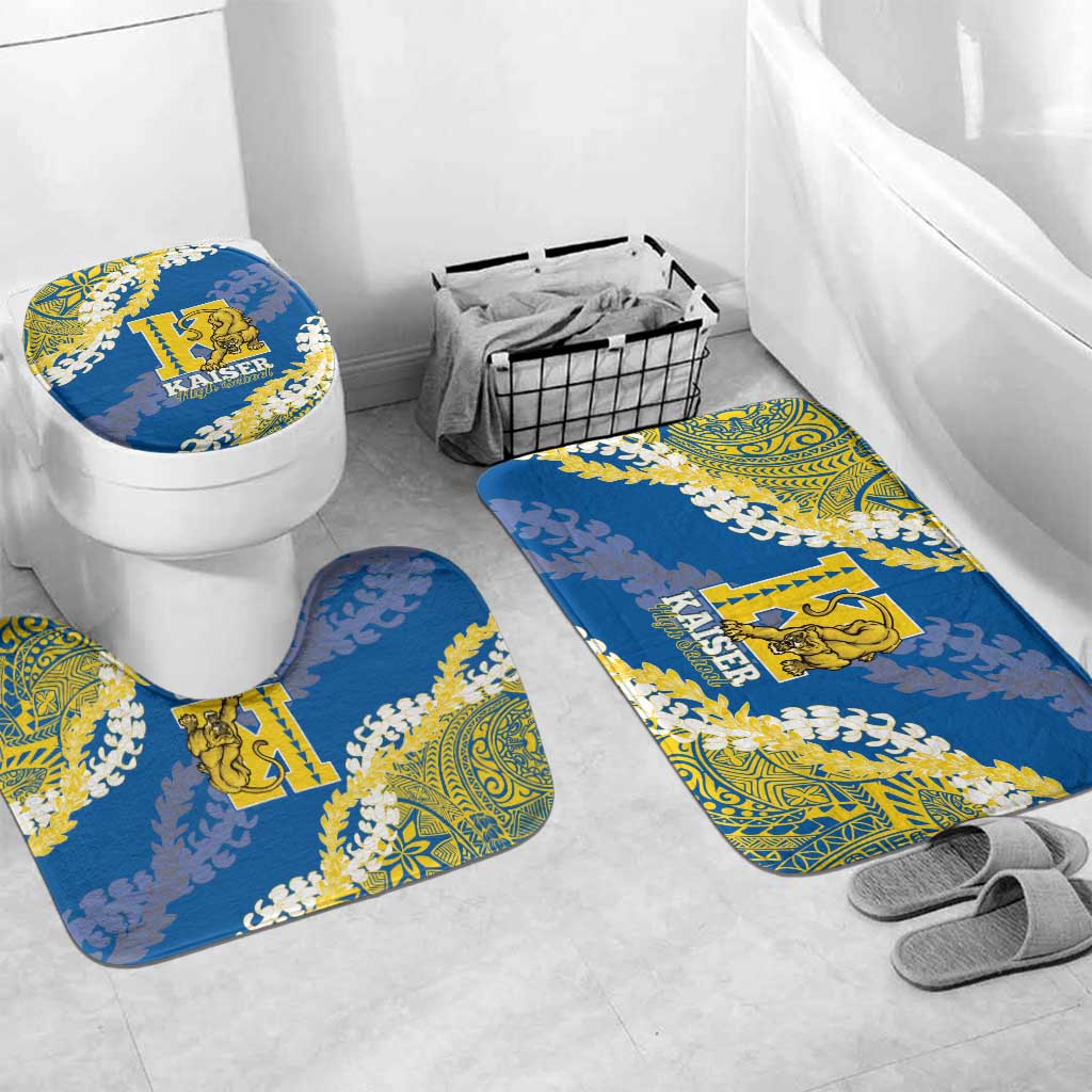 Kaiser Hawaii High School Bathroom Set Puakenikeni Lei Hawaiian Pattern LT14 Mat Set Only (3 pcs) One Size Blue - Polynesian Pride