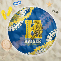 Kaiser Hawaii High School Beach Blanket Puakenikeni Lei Hawaiian Pattern LT14 One Size 150cm Blue - Polynesian Pride