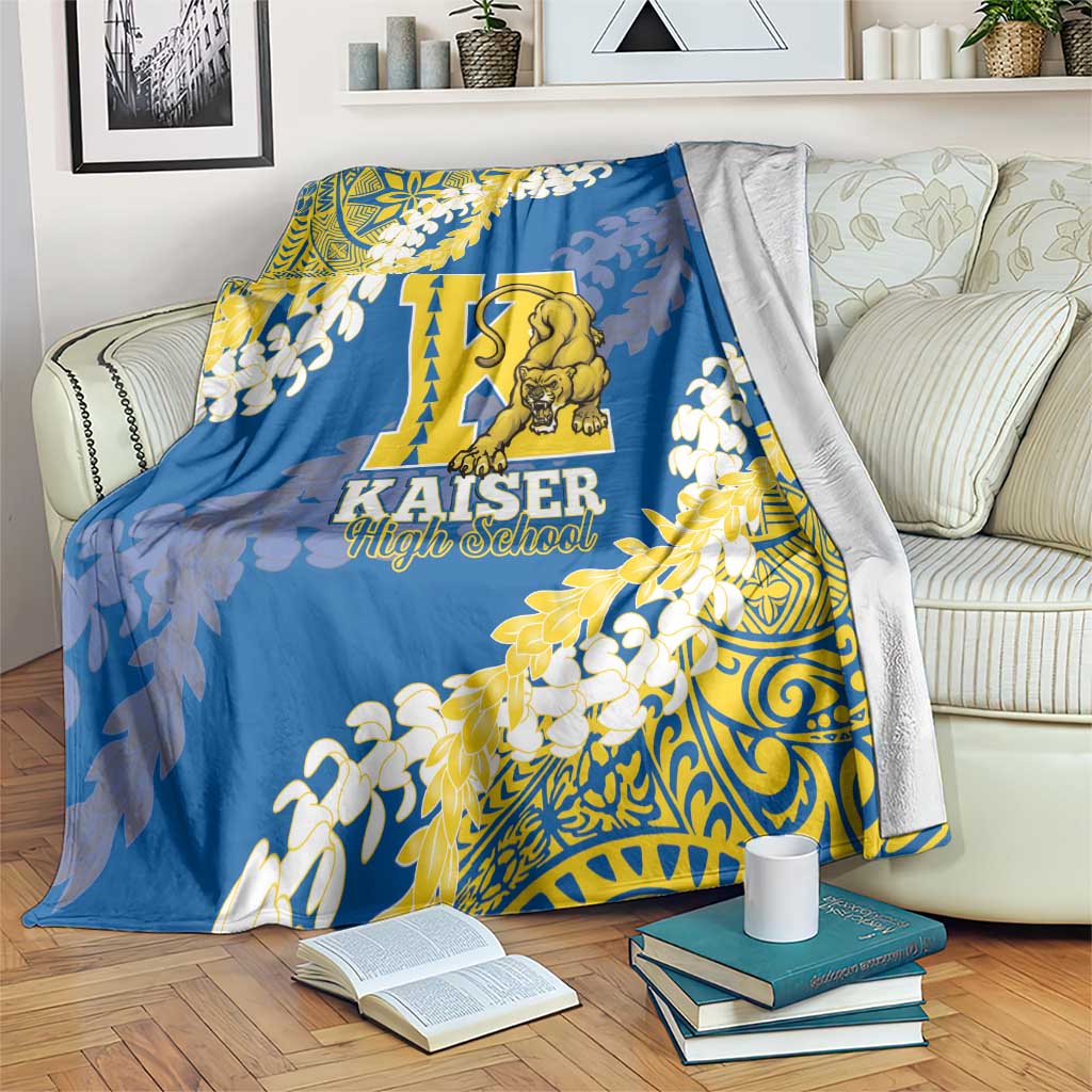 Kaiser Hawaii High School Blanket Puakenikeni Lei Hawaiian Pattern LT14 Blue - Polynesian Pride