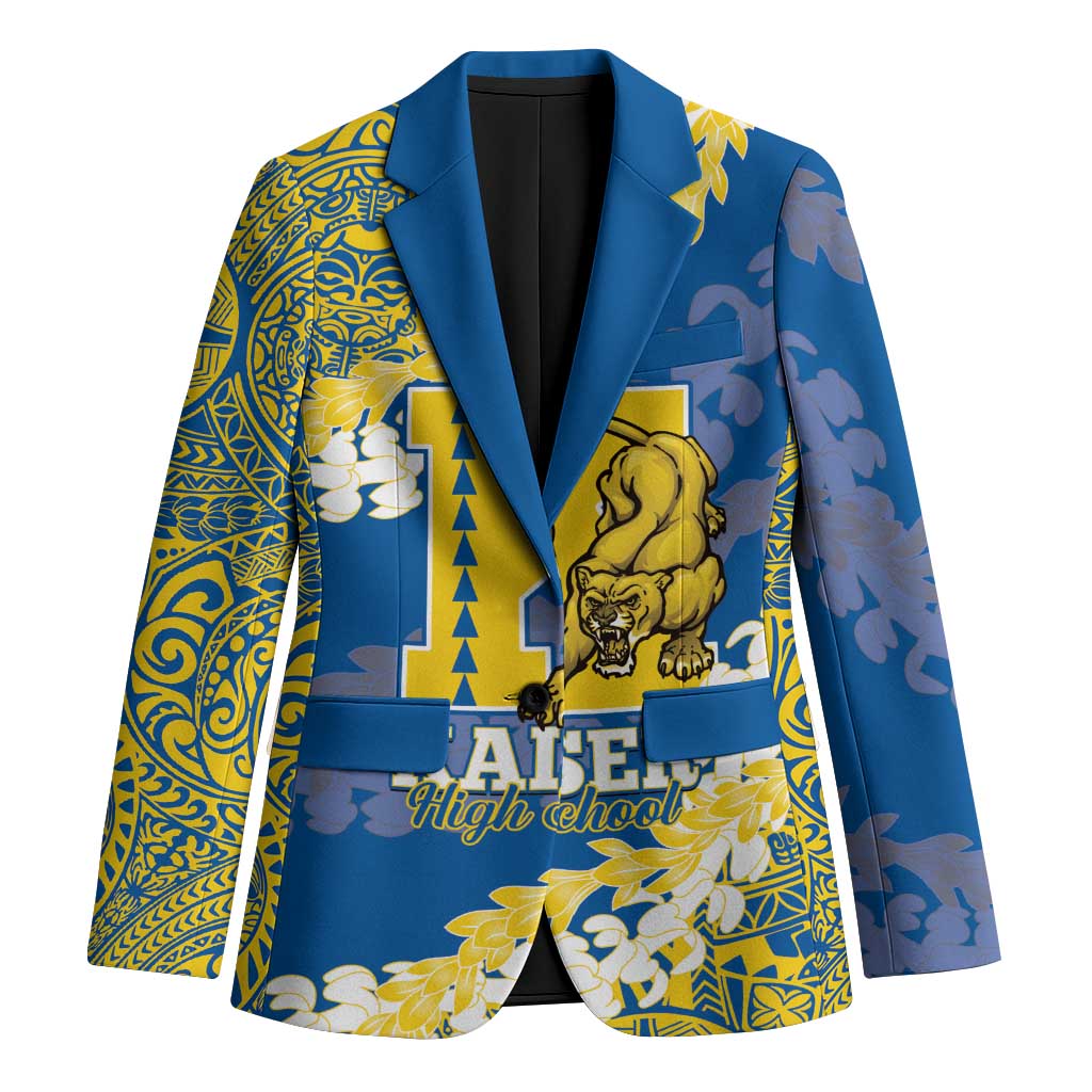 Personalized Kaiser Hawaii High School Blazer Puakenikeni Lei Hawaiian Pattern LT14 Unisex Blue - Polynesian Pride