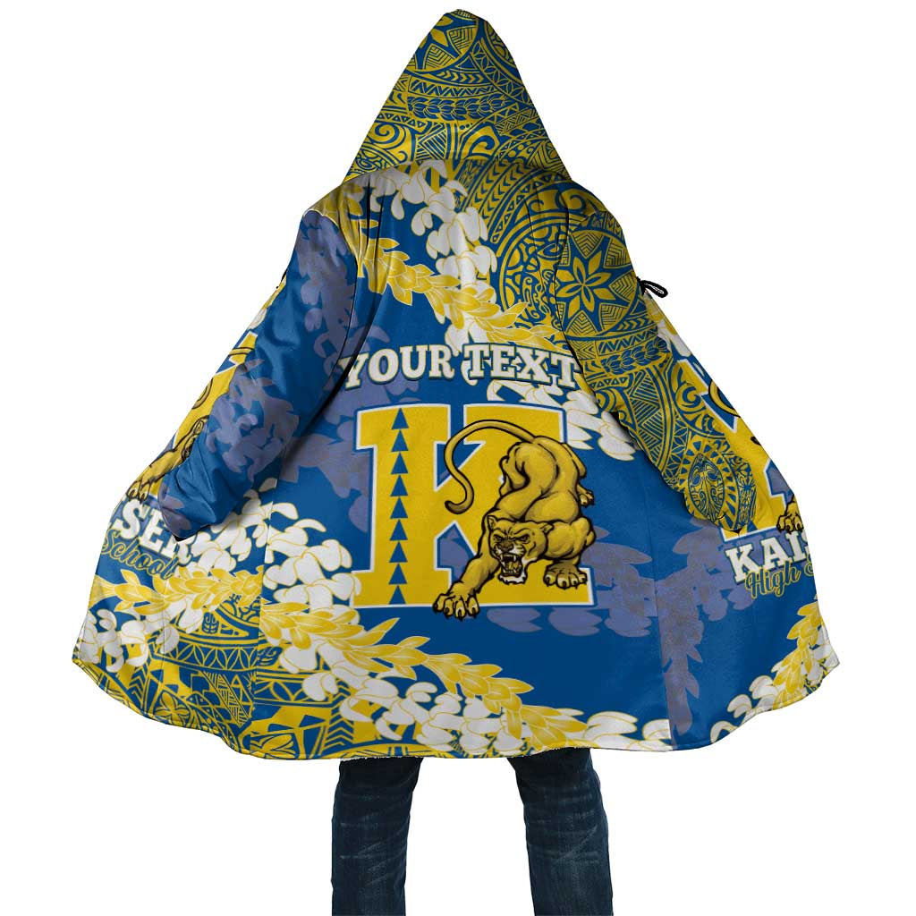 Personalized Kaiser Hawaii High School Cloak Puakenikeni Lei Hawaiian Pattern LT14 Unisex Blue - Polynesian Pride