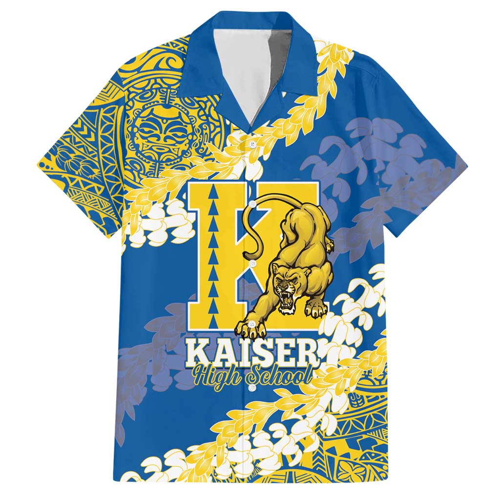 Personalized Kaiser Hawaii High School Hawaiian Shirt Puakenikeni Lei Hawaiian Pattern LT14 Blue - Polynesian Pride