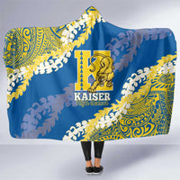 Kaiser Hawaii High School Hooded Blanket Puakenikeni Lei Hawaiian Pattern LT14 One Size Blue - Polynesian Pride