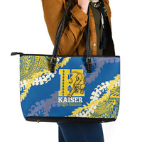 Kaiser Hawaii High School Leather Tote Bag Puakenikeni Lei Hawaiian Pattern LT14 - Polynesian Pride