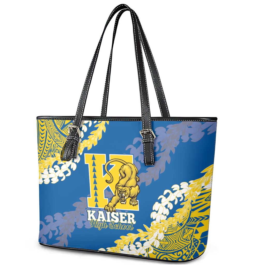 Kaiser Hawaii High School Leather Tote Bag Puakenikeni Lei Hawaiian Pattern LT14 - Polynesian Pride