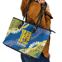 Kaiser Hawaii High School Leather Tote Bag Puakenikeni Lei Hawaiian Pattern LT14 - Polynesian Pride