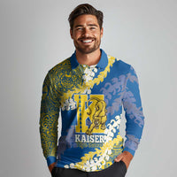 Personalized Kaiser Hawaii High School Long Sleeve Polo Shirt Puakenikeni Lei Hawaiian Pattern LT14 - Polynesian Pride