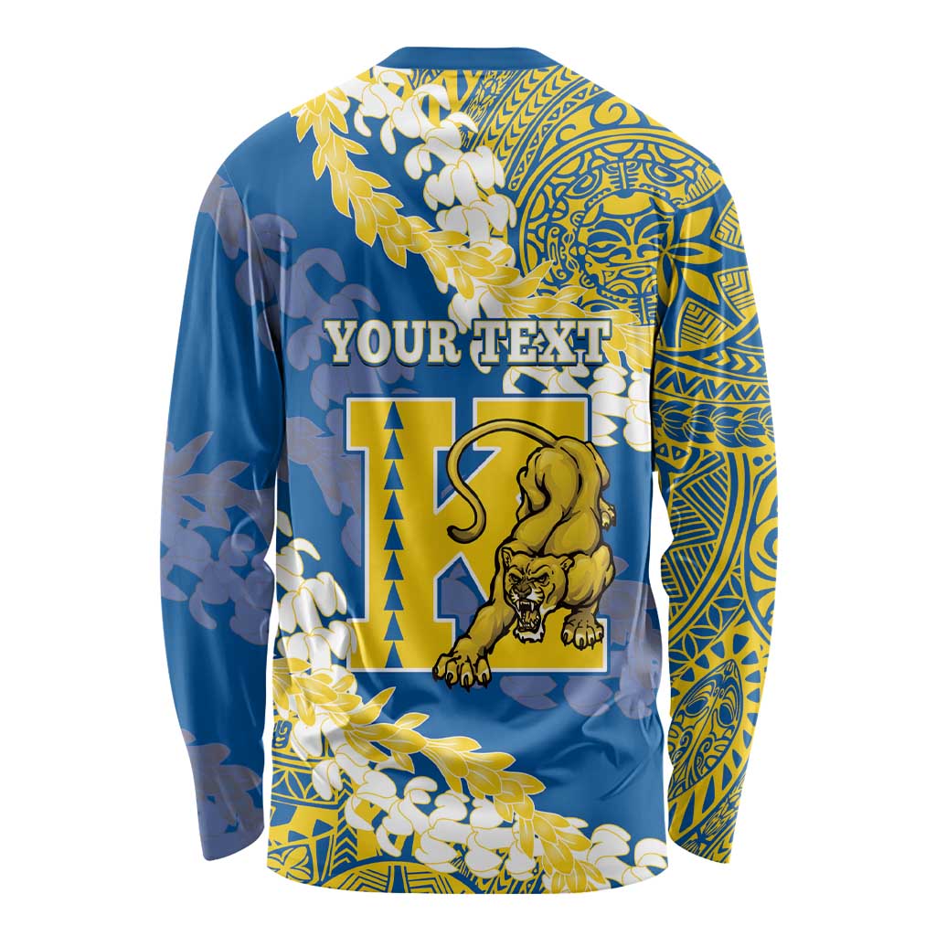 Personalized Kaiser Hawaii High School Long Sleeve Shirt Puakenikeni Lei Hawaiian Pattern LT14 - Polynesian Pride