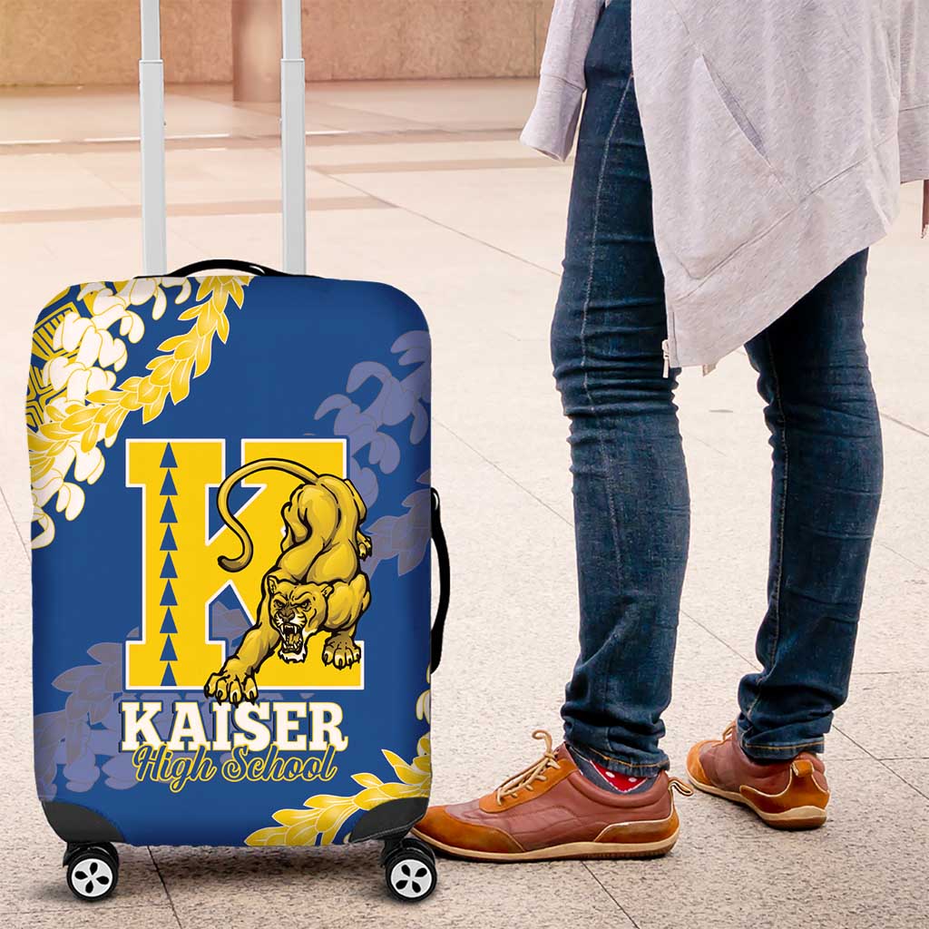 Kaiser Hawaii High School Luggage Cover Puakenikeni Lei Hawaiian Pattern LT14 Blue - Polynesian Pride