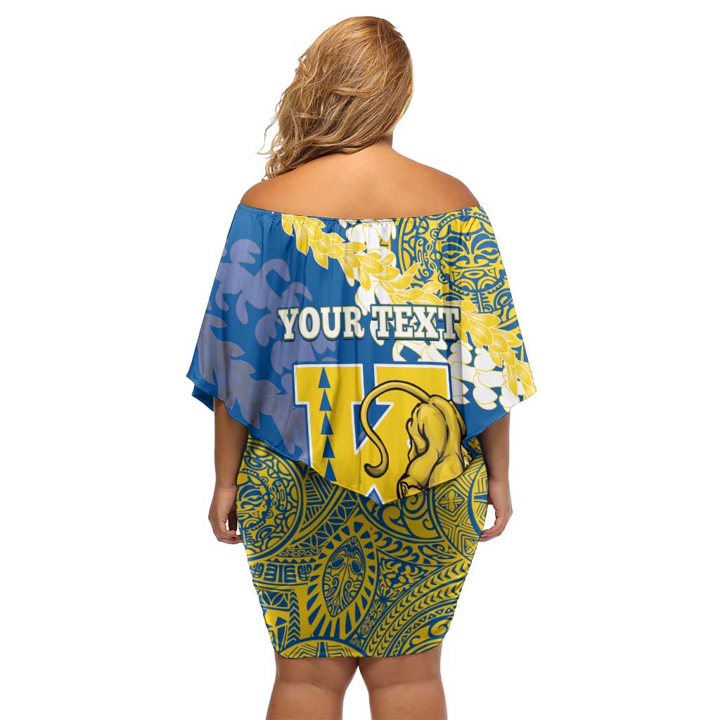 Personalized Kaiser Hawaii High School Off Shoulder Short Dress Puakenikeni Lei Hawaiian Pattern LT14 - Polynesian Pride