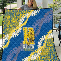 Kaiser Hawaii High School Quilt Puakenikeni Lei Hawaiian Pattern LT14 Blue - Polynesian Pride