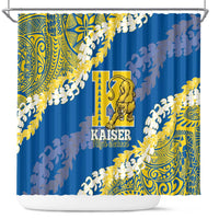 Kaiser Hawaii High School Shower Curtain Puakenikeni Lei Hawaiian Pattern LT14 Blue - Polynesian Pride