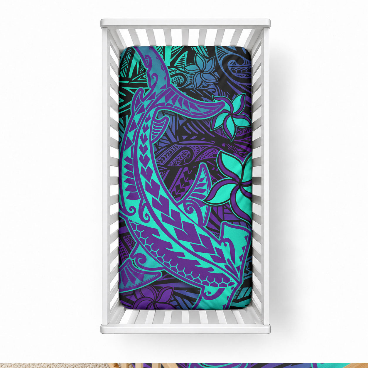 Purple Paradise Hawaiian Tribal Hammerhead Shark Baby Bed Cover