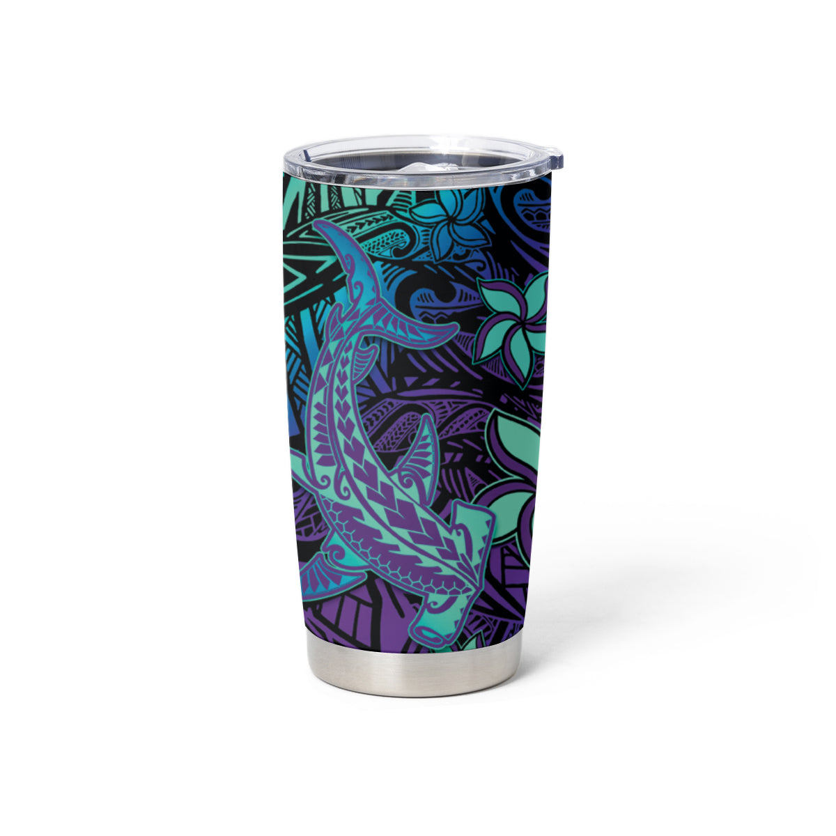 Purple Paradise Hawaiian Tribal Hammerhead Shark Tumbler Cup LT14 - Polynesian Pride