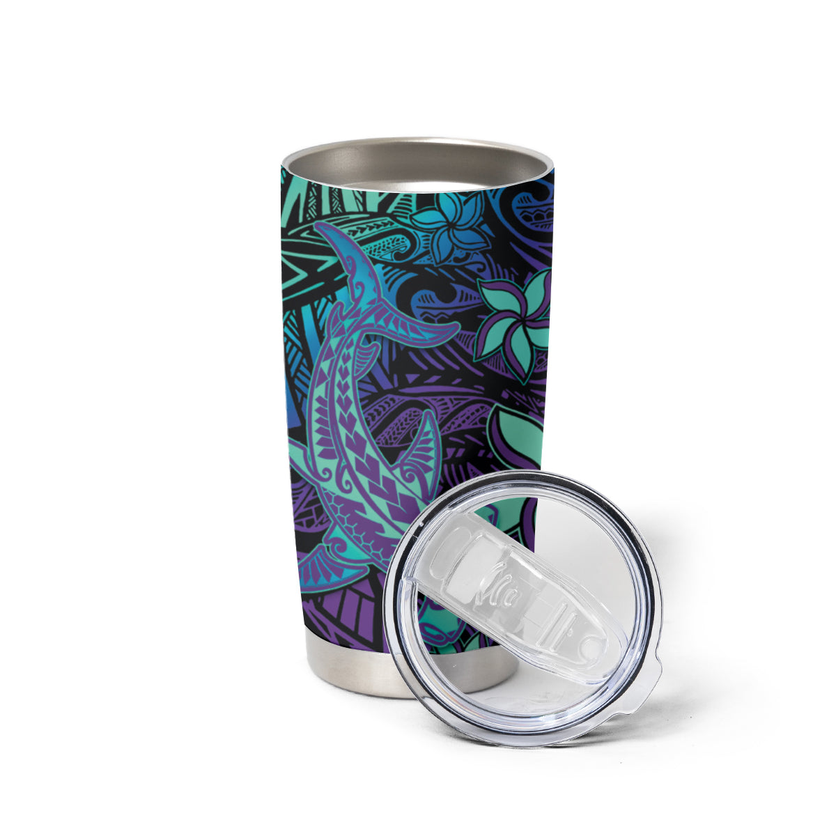 Purple Paradise Hawaiian Tribal Hammerhead Shark Tumbler Cup LT14 - Polynesian Pride
