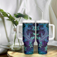 Purple Paradise Hawaiian Tribal Hammerhead Shark Tumbler With Handle LT14 - Polynesian Pride